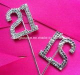 Rhinestone Numbers 1# to 100# on Pick Wedding Cake Topper