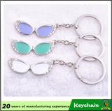Promotional Wholesale Custom Logo Printing Crystal Glasses Shape Keychain