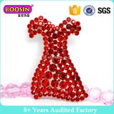 Red Rhinestone Dress Shape Brooch for Wedding Invitations