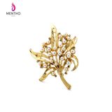 New Cheap Cute Inlaid Pearl Leaf Pendant Alloy Female Brooch