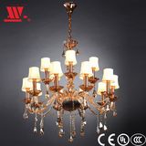 Newest Crystal Chandelier with Fabric Lampshades