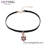 44427 Fashion Platinum Eye Tear Design Diamond Leaf Shaped Jewelry Necklace