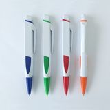 White Plastic Ball Pen with Rubber for Promotion (P3025)