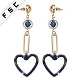 European America Style Heart Shaped Long Hanging Dangle Earrings for Women
