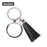Sublimation Round Keychain W/ Short Fashion Trimming Tassels (Black)