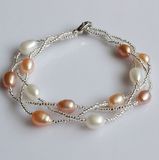 Cheap 100% Real Freshwater Pearl Bracelet (EB1531-1)