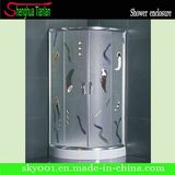 Corner Quadrant Flower Glass Sliding Shower Door (TL-540)
