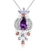 White Pearl Amythest Crystal Zinc Alloy Fashion Jewelry Necklace
