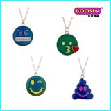 New Custom Made Fashion Silver Enamel Emoji Pendant Neckalce