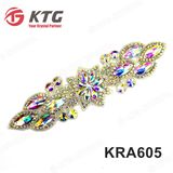 Elegant Customized Design Crystal Ab Handmade Rhinestone Applique Patch for Wedding Dress