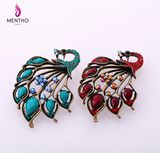 New Cheap Retro Diamond Studded Peacock Alloy Women's Brooch 2 Colors