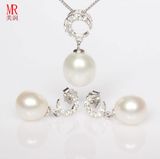 925 Silver Freshwater Pearl Jewelry Set, Pendant, Earrrings
