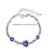 Six Colors Diamond Studded Women's Bracelet Heart Design Crystal Jewelry