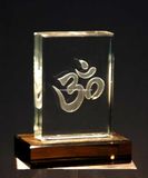Om in Crystal Block for Hindu Desktop Decoarative