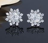Cubic Zircon Diamond Crystal Silver Stud Dangle Earrings