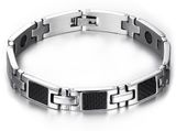 Fashion Men Hematite Magnetic Bracelet Stainless Steel Chain with Zircon Stone Wholesale