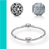 Silver Alloy Material Custom Bead Charms for Snake Chain Bracelets