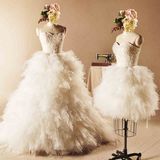 Strapless Beading Ruffled Ball Gown Wedding Dress