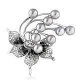 Wholesale Imitation Jewelry Pearl Rhinestone Crystal Flower Brooch