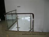 PVC Solid Wood Teak Staircase with 12mm Thick Tempered Glass