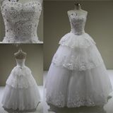Custom Heavy Beading Crystals Sequins Tulle Ball Gown Wedding Dress