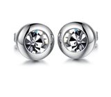 Grace Clear Crystal Silver Color Stud Earrings Jewelry Made with Genuine Austrian Crystal Wholesale