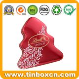Christmas Tree Metal Gift Tin with Crystal Insert for Wedding