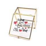 Custom Glass Golden Metal Glass Jewelry Box (Jb-1063)