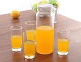 5PCS Glass Jug Set/ Water &Juice Jug Set/Glass Pitcher with Cup Set, 1PC Jug + 4 PC Cups