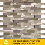 Horizon Decoration Stone Mosaic with Crystal Glass in Beige Brown