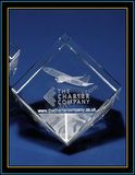 Cut Corner Crystal Cube Engraved with 3D Photos