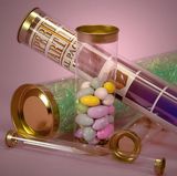 Clear Storage Packaging Tubes with Golden Caps
