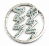 Wholesale Flash Stainless Steel Coin with Green Crystal