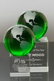 Green Frosted Crystal Globe Award (#3533A, #3438)