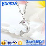Factory Custom Zircon Dolphin Pendant Necklace for Wholesale