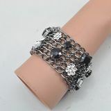 VAGULA Fvagula Ashion Gun Metal Rhinestone Crystal Bracelet E6384