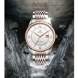 Rose Stainless Steel Mens Wrist Watch Classic Sapphire Crystal Chain Watch 72119