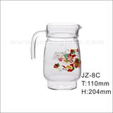 1.4L Printing Logo Glass Pitcher with Flower Decal with High Quality (JZ-8C)