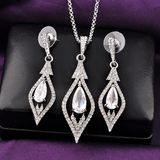 Fashion Jewelry Rhodium Crystal Plant Shaped Wedding Jewelry Set