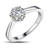 Three Crystal Stone Pong Setting Wedding Ring