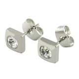 White Crystal Beauty Stainless Steel Stud Hoop Ladies Earrings