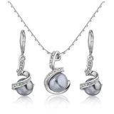 High Quality Costume Jewelry Rhodium Crystal Black Pearl Jewelry Set