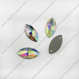 Ab Glass Jewelry Stone Machine Cut with Two Holes