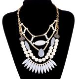 Bohemian Style Beaded Pendant Necklace Gold Plated Artificial Jewelry