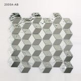 Bathroom Flooring Decoration Diamond Shape Crystal Glass Mosaic Tile