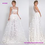 3D Flowers with Crystals Wedding Dress