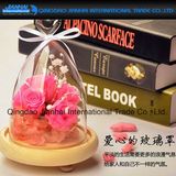 Home Decoration Glass Craft Cover with Heart Ornamental