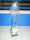 Crystal Trophy with Badminton Design