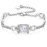 White Stone Silver Color Fashion Charm Copper Bracelet