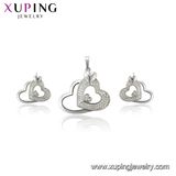 64940 Fashion Luxury Big CZ Diamond Rhodium Royal Imitation Jewelry Set for Wedding Party